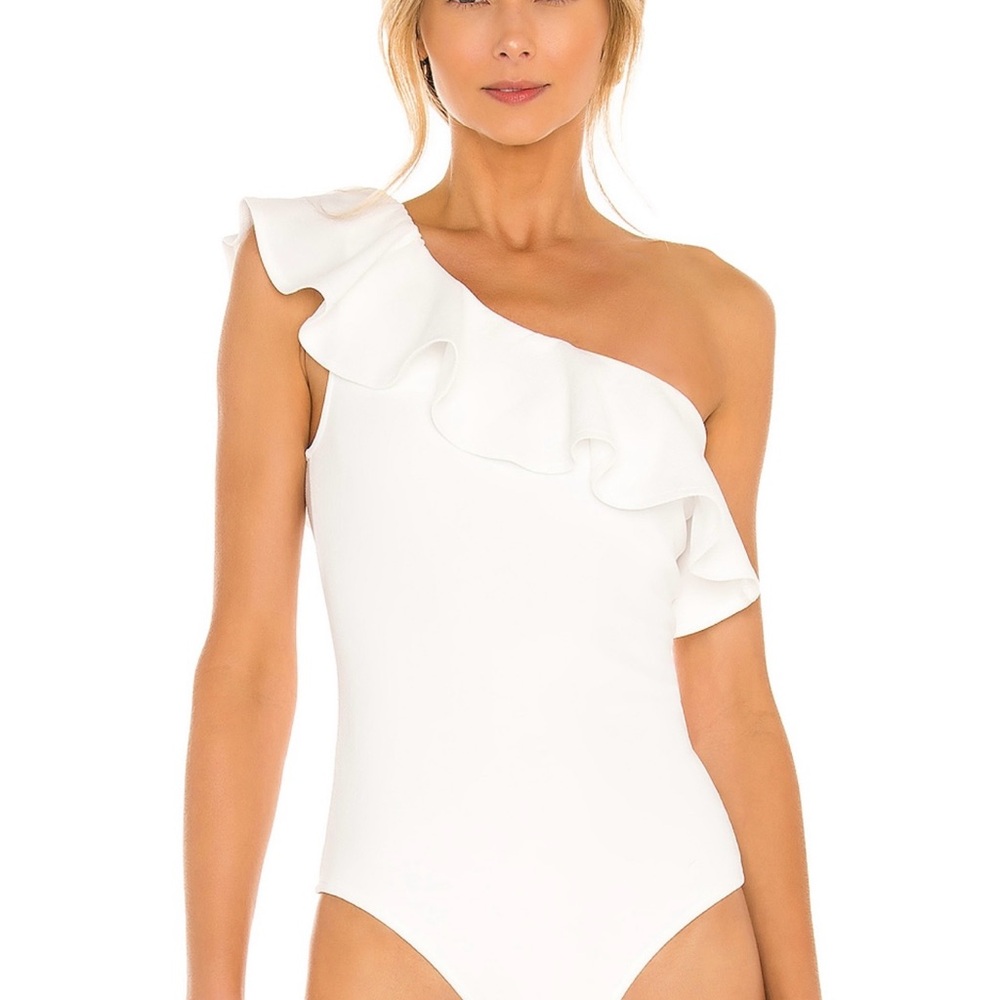 Show Me Your Mumu Ophelia Ruffle Bodysuit One Shoulder Medium New